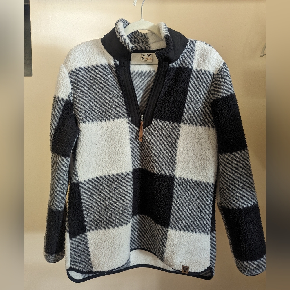 Buffalo plaid sweater jacket